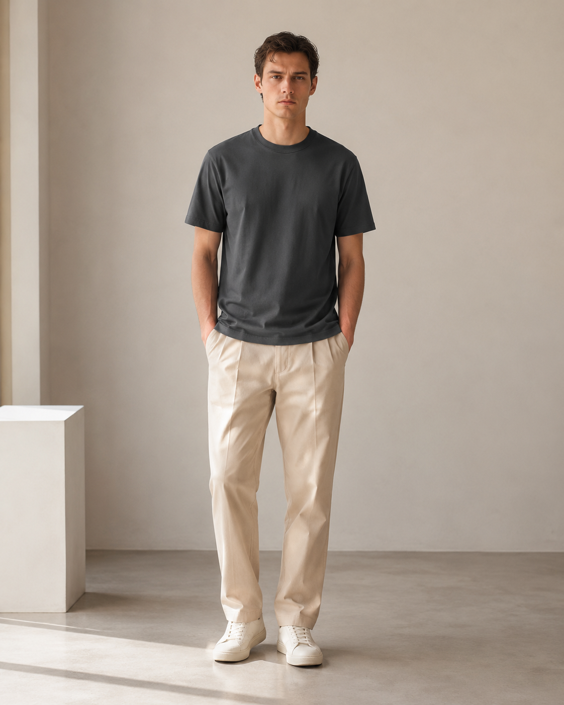 Polera Básica Gris Oscuro Premium 100% Algodón – NORVEN