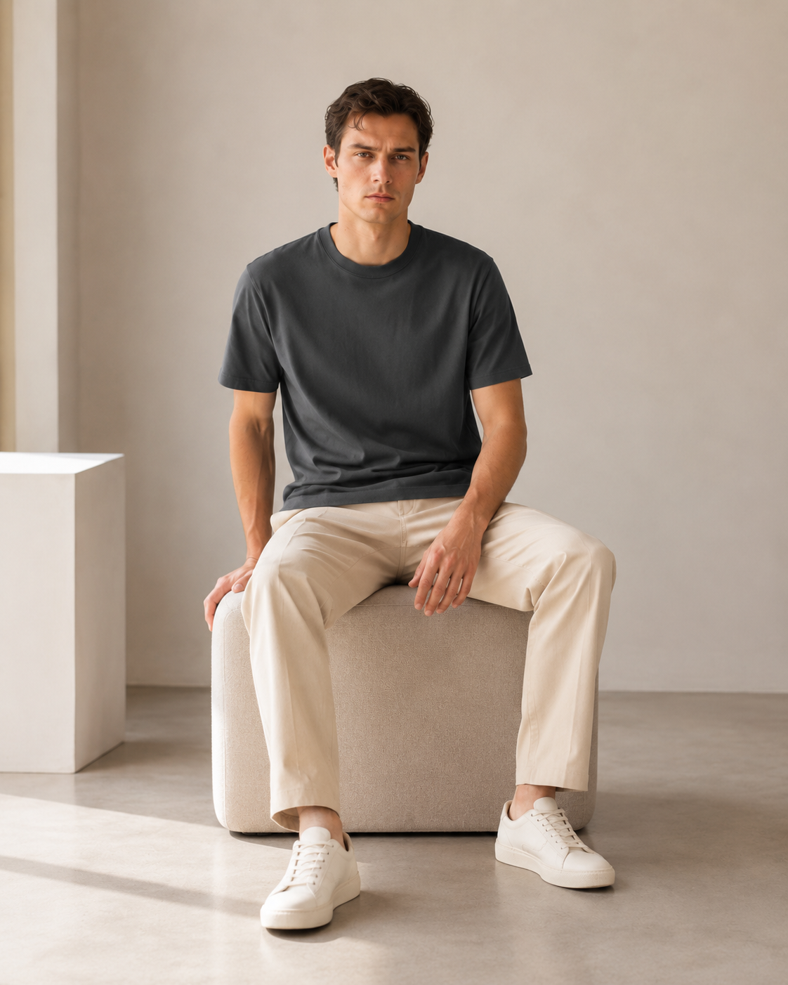 Polera Básica Gris Oscuro Premium 100% Algodón – NORVEN