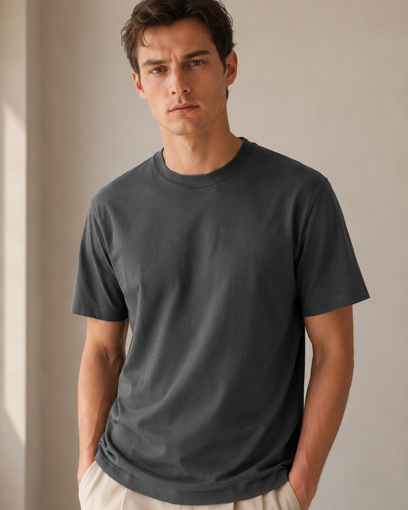Polera Básica Gris Oscuro Premium 100% Algodón – NORVEN