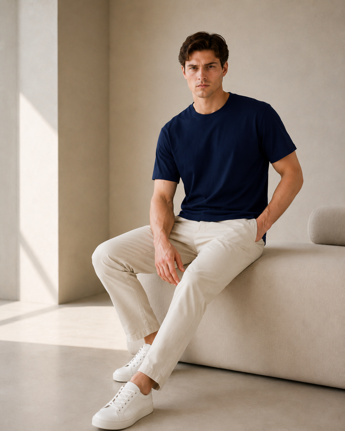 Polera Básica Azul Marino Premium 100% Algodón – NORVEN