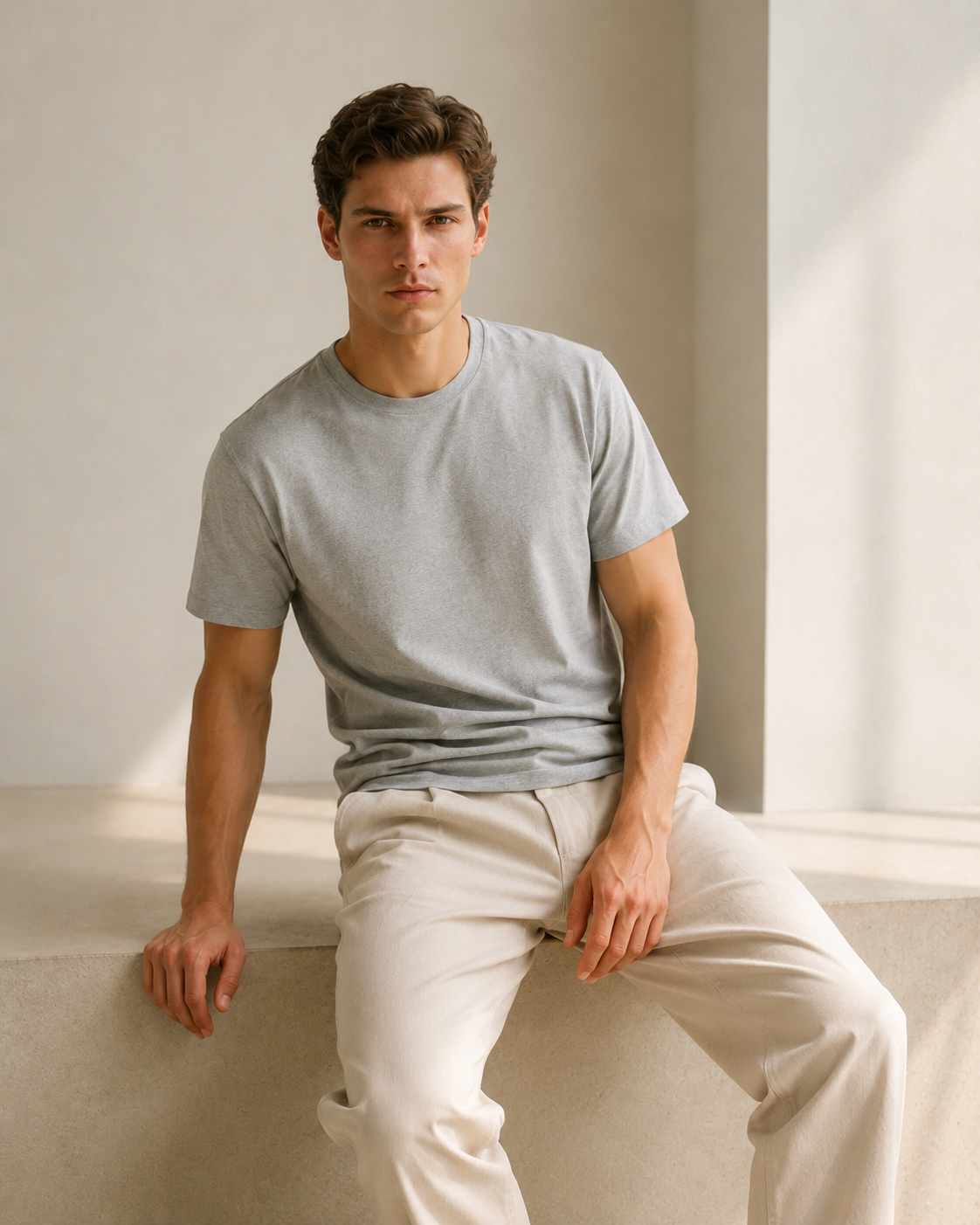 Polera Básica Gris Claro Premium 100% Algodón – NORVEN