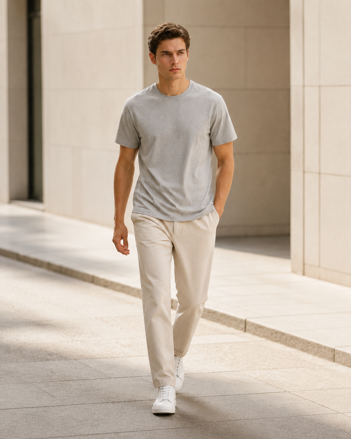 Polera Básica Gris Claro Premium 100% Algodón – NORVEN