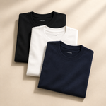 Pack 3 Poleras Básicas Premium | Negra, Blanca y Azul Marino
