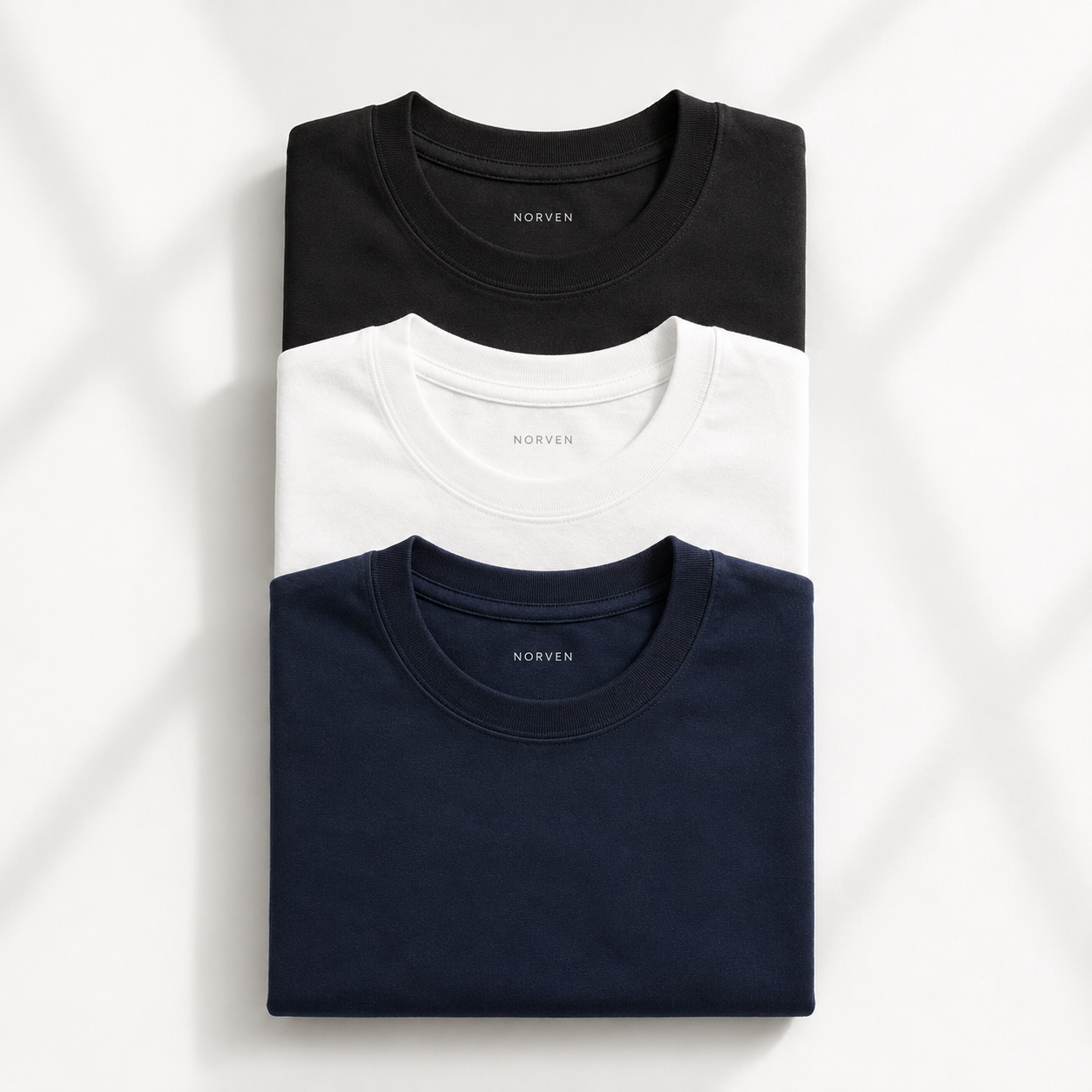 Pack 3 Poleras Básicas Premium | Negra, Blanca y Azul Marino
