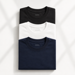 Pack 3 Poleras Básicas Premium | Negra, Blanca y Azul Marino