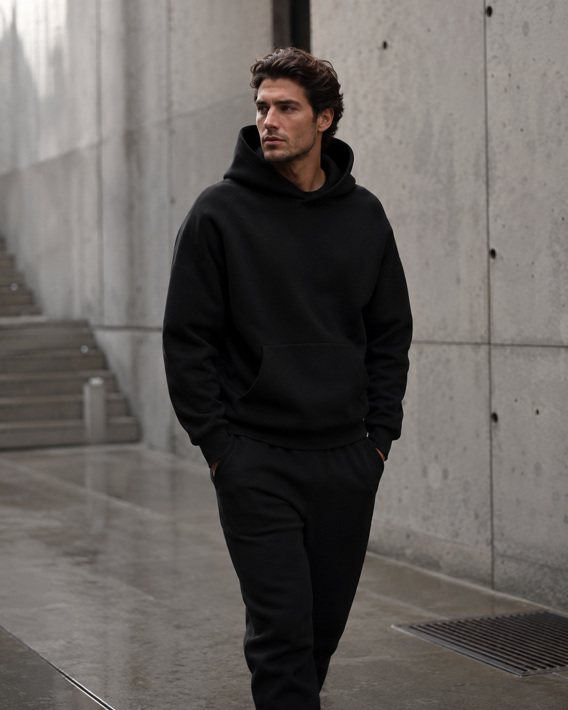 Polerón Canguro Negro Premium 100% Algodón – NORVEN